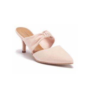 14th&union Pink Blush Faux Suede Slip On Mule Sandal Heels dressy preppy